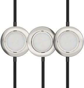 GETINLIGHT 2.75" Wide 4000K Swivel and Dimmable Wired LED Puck Lights Kit, Plug-in or Hardwired Installation, Recessed or Surface Mounted, Brushed Nickel Finish, Set of 3, IN-0107-3-SN-40