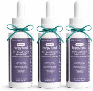 Happy Head Minoxidil Topical Hair Serum 2% Solution for Women - Fast-Absorbing, Unscented Formula for - 3-Month Supply (3 x 60 mL Bottles)
