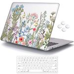 MacBook Air 13 Inch Case (Release 2010-2017),iCasso Rubber Coated Hard Case & Keyboard Cover & Screen Protector Only Compatible MacBook Air 13 Inch (Model:A1369/A1466), Weeds on Clear Base