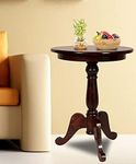 VeLivings Round Wood Sheeham Wood Coffee Table, End Table for Living Room, Beautiful Wooden Side Table/End Table/Plant Stand/Tea Table/Stool Living Room Furniture Round Shape (Dark Brown)