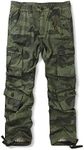 OCHENTA Men's Cotton Casual Cargo Work Pants Baggy Camo Tactical Combat Trousers with 8 Pockets (No Belt), #3357 Z Green, 30