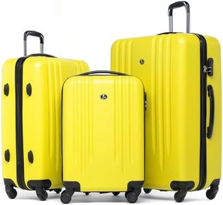 FERGÉ Juego 3 Maletas rigidas Marseille Equipaje de Viaje Dura Trolley Set con 4 Ruedas giratorias (360) Amarillo