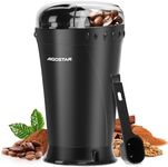Aigostar Electric Coffee Grinder, Stainless Steel Blade, 200W, 60g Capacity, Cord Storage, Portable & Compact for Coffee Beans, Spice, Nuts, Seeds, Herbs, Black - Breath 30KYI.