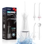 COSLUS Water Cordless Flosser Pick for Teeth: 4 Modes Portable 300ML Larger Tank Water Teeth Cleaner IPX7 Waterproof Picks for Home Travel FC5360 White