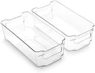 BINO Stackable Rectangular Plastic Storage Organizer Bin, Medium - 2 Pack - Clear and Transparent Nesting Container for Home and Kitchen
