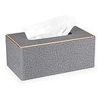 BTSKY Household Rectangular Linen Tissue Box with Decorative Gold Line - Tissue Paper Holder Tissue Cover Holder Tissue Storage Organizer Tissue Dispenser Case Napkin Box, Grey