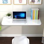 aleawol Wall Mounted Table Folding 60x40cm Floating Laptop Desk Fold-Down Work Table Drop-Leaf Table Wall Writing Desk PC Table Computer Desk Dining Table with Brackets for Space Saving (White)