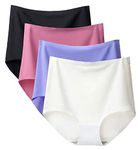 FEOYA Women Plus Size Seamless Panties 4 Pack Hipster High Waist Underwear Tummy Control Butt Lift Briefs C Section Breathable Panties Elastic Silk Bikini Underwear