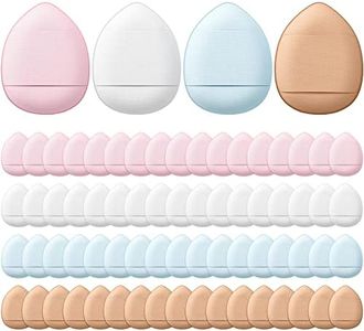 Gerrii 72 Pcs Finger Powder Puff Mini Makeup Sponge Soft Beauty Makeup Blender Puff for Foundation, Face Powder, Under Eye Setting, Concealer, Repair Cream, Cosmetic Tool (Pink, Beige, Blue, White)