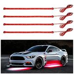 EverBright 4-Pack Red Car Led Strip Light, 30CM 5050 12-SMD Waterproof Car Underglow Lights Motorcycles Golf Cart Car Decorations Interior Exterior Led Lights Strip with 3M Tape, DC-12V