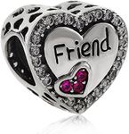 Friend Charm 925 Sterling Silver Friendship Charm Heart Charm Anniversary Charm for DIY Charms Bracelet