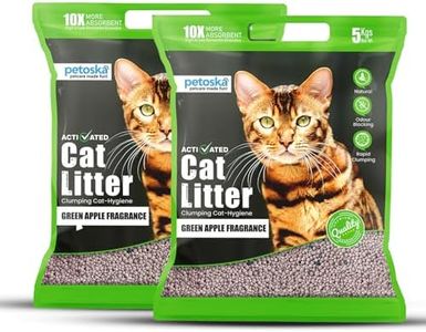 PETOSKA Activated Cat Litter- 10Kg | Green Apple Fragrance | Scoopable Bentonite Clay Cat Litter | Advanced Clumping Scented Litter Sand | 99.9% Dust Free | Natural | Odour Control Pack of 2