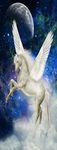 A.Monamour 3D Door Stickers for Interior Doors Fairytale Fantasy Pegasus in Starry Sky Moon White Clouds Galaxy Vinyl Waterproof Self Adhesive Door Mural Decals for Bedroom Office Bathroom 77 x 200 cm