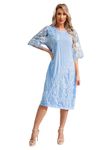 inhzoy Cocktail Dress for Women Plus Size Short Sleeve Mother of The Bride Lace Dresses Formal Evening Gowns Q Light Blue L