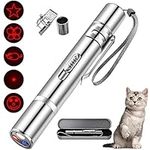 Cat Toys,7 in 1 Function Interactive Cat Toys 3 Lights Modes Led Pointer Cute Kitten Toys for Indoor Cats,Funny Pet Chaser Toy Exercising Training Tool for Cat -Sliver Iron Box Packaging