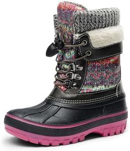 DREAM PAIRS Boys Girls Snow Boots Waterproof Outdoor Warm Cozy Anti-Slip Mid Calf Faux Fur Lining Insulated Winter Shoes for Little/Big Kids,Size 10 Toddler,Grey/Fuchsia,KMONTE-1