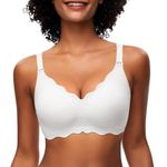 Cavotor Non Wired Bras for Women Seamless Bra Support Wireless Bra for Large Breasts Comfort Soft Bras Ladies T Shirt Bralettes with Bra Extender (White,2XL)