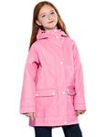 SOLOCOTE Kids Rain Jacket Hooded Lined Rubber RainCoats for Girls Boys Waterproof Windproof, 180806 Fuchsia F 13-14Y