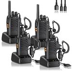 JUCJET Walkie Talkies 2023 Upgraded 88E Walkie Talkie Long Range for Adults with Earpieces, 16 Channel Handheld 2 Way Radio Rechargeable with Flashlight Li-ion Battery and Charger(4 Pack)