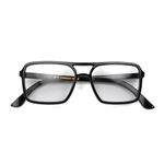 LONDON MOLE Eyewear | Spy Reading Glasses | Rectangular Glasses | Designer Glasses | Mens/Womens Reading Glasses | Unisex | Spring Hinges | Gloss Black | magnification +1.0