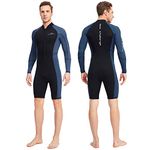 Wetsuits for Men 1.5mm Premium Neoprene Wetsuits Front Zipper Good for Snorkeling, Surfing, Swimming (XXX-Large, Blue)