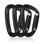 12KN Auto Locking Carabiner Heavy Duty Carabiner D Ring Lightweight Carabiner for Hammocks, Camping, Hiking , Dog Leash, Harness, Keychain, Gym