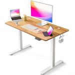 FEZIBO Electric Standing Desk, 40 x 24 Inches Height Adjustable Table, Ergonomic Home Office Furniture with Splice Board, White Frame/Light Rustic Brown Tabletop