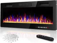 Vitesse 50 inch Ultra-Thin Electric Fireplace in-Wall Recessed and Wall Mounted Fireplace Heater,Linear Fireplace with Multicolor Flame,Timer,Low Noise,750/1500W,Touch Screen & Remote Control(50’’)