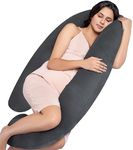 MY ARMOR Full Body Pregnancy Pillow J Shape for Women, Maternity Pillow Gift for Pregnancy Sleeping, Premium Velvet Cover with Zip, Dark Grey