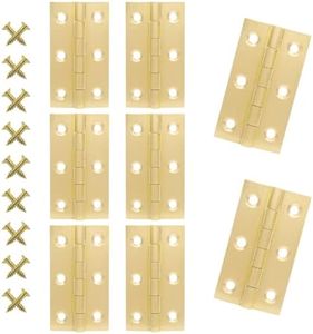 Suiwotin 8pcs 2 Inch Brass Hinges, Mini Butt Hinges Cabinet Door Hinge, Box Hinges for Jewelry, Wooden Box, Small Cupboard Furniture Hinges (Gold)