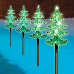 Almineez 4 x Crystal Christmas Tree Pre-Lit Green LED Pathway Lights Garden Indoor Outdoor Path Stake Lights Xmas Decorations - Pathfinder Festive Lights with 6 Hour Timer