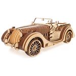 UGEARS VM-01 Roadster Vehicle 3D Wooden Art DYI – Fun Projects for Adults – 3D Mechanical Working Model – Plywood Material with Transmission Great Gift for Car Lovers