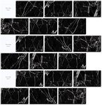 Self Adhesive Black Kitchen Wall Tile Sheet Peel and Stick Tile for Kitchen Wallpaper Back Splash, 12 x 12 inches Black Subway Tile with Black Grout