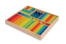 Kinderfeets Mixed Blocks | 100 Solid Pinewood Building Blocks with Wooden Storage Tray - Classic Wooden Blocks for Toddlers Ages 2+