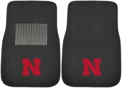 FANMATS 17596 Nebraska - Tappetino per auto ricamato, 2 pezzi, 43,2 x 64,8 cm
