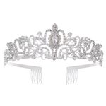 Silver Crystal Tiara Crown Headband Princess Elegant Crown with combs for Women Girls Bridal Wedding Prom Birthday Party (Style 1)