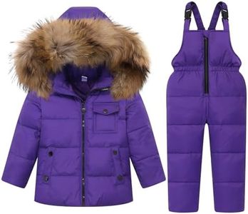 JiAmy Kids Winter Puffer Jacket and Snow Pants 2-Piece Snowsuit Ultralight Skisuit Set Purple,140/8-9T