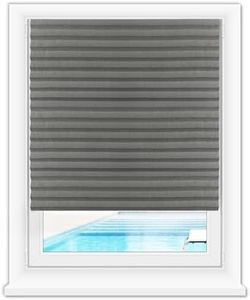 Zipcase 6 Pack Window Blackout Shades, 65% Shading Cordless Light Filtering Pleated Paper Shades, 36 in x 72 in(Fits Windows 19”- 36”), Grey