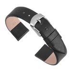 uxcell Black Genuine Leather Band 18mm Width, Flat Thin Elegant Leather Watch Strap for Women