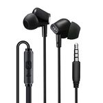 Aylaa AY8 Wired Earbuds in-Ear Headphones with Tangle-Free Cord. Noise Isolating Earphones, Microphone with Built-in Remote to Control Music and Phone Calls. 3.5mm Plug - Black