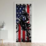 Dirt Bike Doorway Curtain 34" W X 80" L Motocross Door Curtain Retro American Flag Blackout Curtain for Kids Boys Teens Men Grunge Room Decor,Extreme Sports Tie Dye Motor Biker Motorcycle Curtain