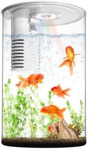 Fish Tank Night Light, 3 Gallon Fish Tank with Filter and Light, Self-Cleaning Desktop Aquarium Starter Kit & LED Lamp, 360 View for Small Fish, Kids Room & Home Decor(7 Color Modes, White)