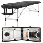 Aluminum Massage Table Portable Massage Bed Height Adjustable Spa Bed 2 Fold Facial Tattoo Salon Bed W/Face Cradle Carry Case