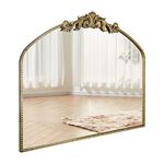 CASOLLY Arendahl Traditional Antique Gold Arch Wall Mirror, 36"x29" Carved Elegant Rectangle Bathroom Mirror with Antique Ornate Metal Frame, Baroque Inspired Home Decor for Vanity Bedroom Entryway