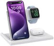 EXW Wireless Charging Station, 3 in 1 Charging Station for Apple Devices, Wireless Charger for iPhone 16 15 14 13 12 11 Pro & Max Series, AirPods Pro/4/3/2, Apple Watch (White)