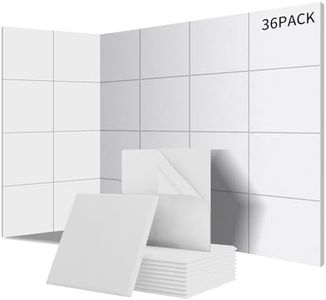 36 Pack Square Sound Proofing Panels Self-Adhesive 12" X 12" X 0.4", 3.24㎡ Coverage, Acoustic Panels Sound Absorbing for Walls & Doors, High Density 230kg/m³, NRC 0.95, 100% Polyester, Porcelain White