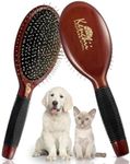 Kenchii Pet Grooming Metal Pin Brush for Dogs and Cats, Size Large, Solid Wood Handle, Non Slip Grip, Detangling and Shedding Brush for Long or Short Haired Pets, All Hair Type