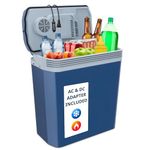 Ivation Electric Cooler & Warmer with Handle | 24 L Portable Thermoelectric Fridge for Vehicles & Trucks| 110V AC Home Power Cord & 12V Car Adapter for Camping, Travel & Picnics