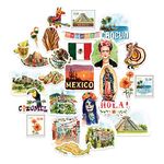 Navy Peony Enchanting Mexico Travel Sticker (27 Pieces) - Watercolor, Waterproof, Country Themed | Lively Fiesta Decals for Journals, Scrapbooks, Water Bottles, Souvenir