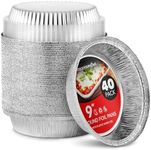 Stock Your Home 9" Round Aluminum Foil Pans with Lids (40 Pack) Pie Tins Disposable 9 Inch with Lid, To-Go Containers for Pies, Cheesecake, Cinnamon Rolls, Flan, 2" Deep Dish Cake Pan for Holidays